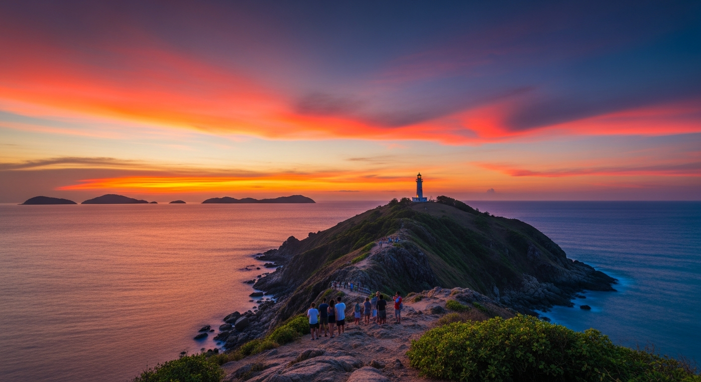Phuket Scooter Route: Big Buddha, Promthep Cape & Rawai — HalfDay Guide 2026 2 Promthep Cape Phuket dramatic sunset with rocky headland and Andaman Sea islands silhouetted