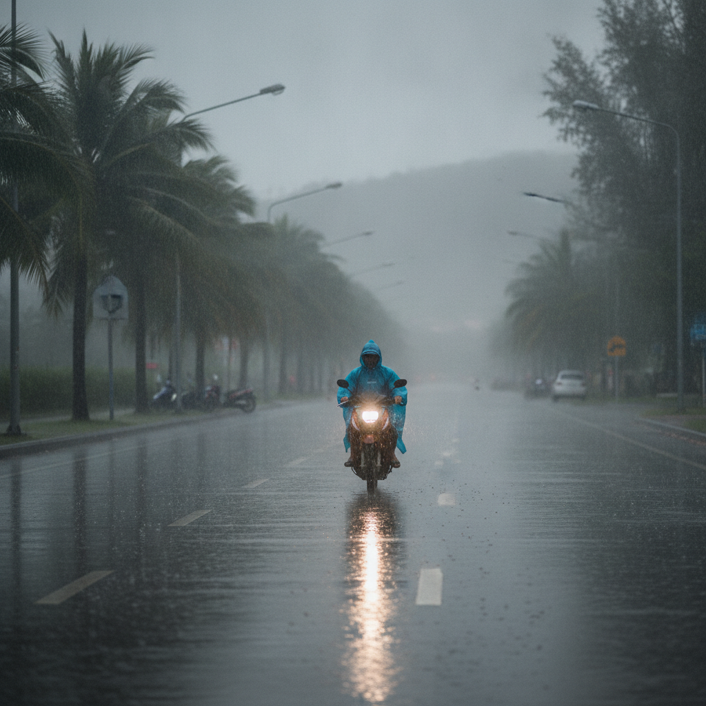 Phuket Weather Update: Continuous Drizzle, Motorcyclists Warned of Slippery Roads