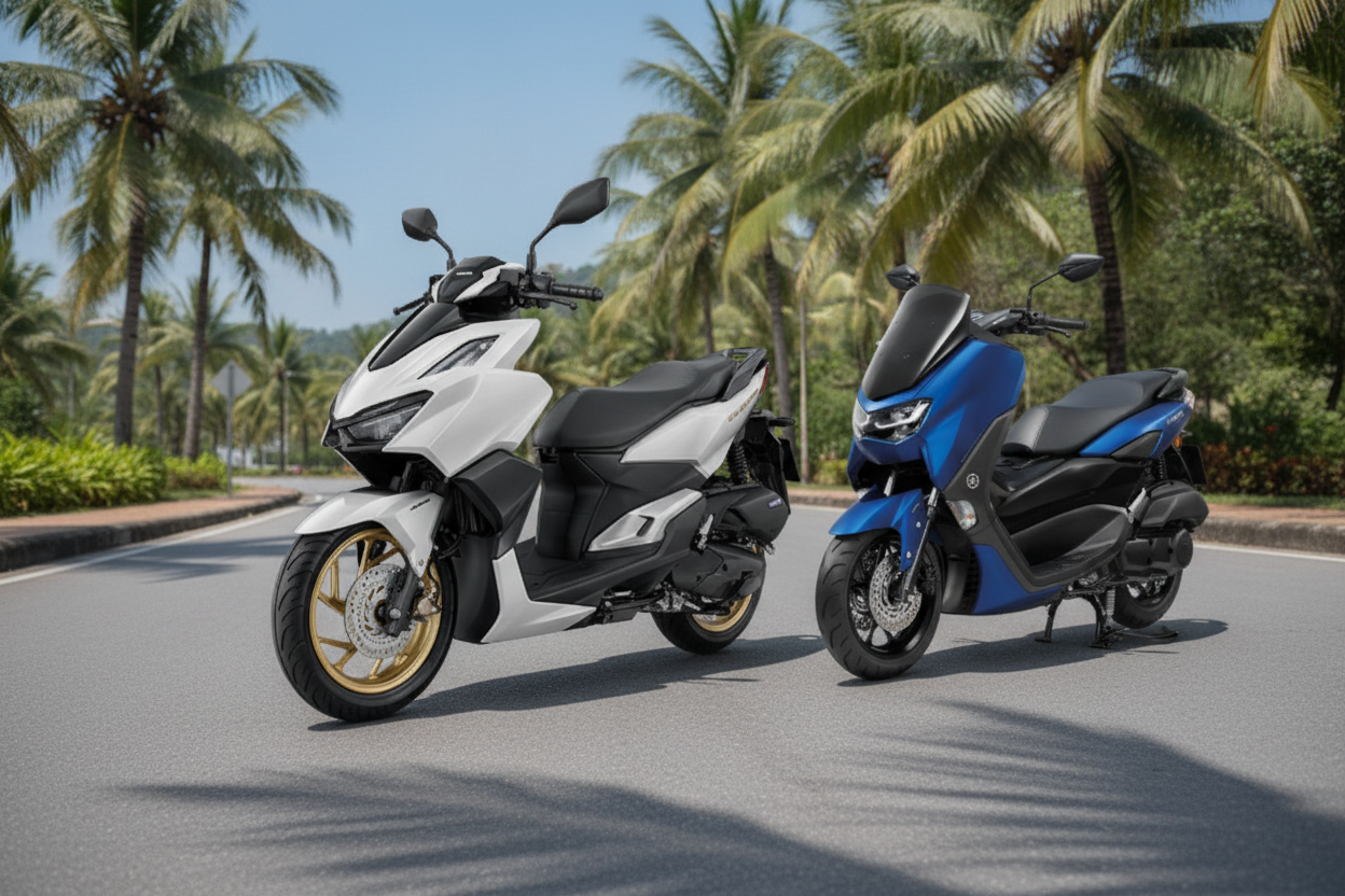 Honda Click 160 and Yamaha NMAX 155 side by side in Phuket