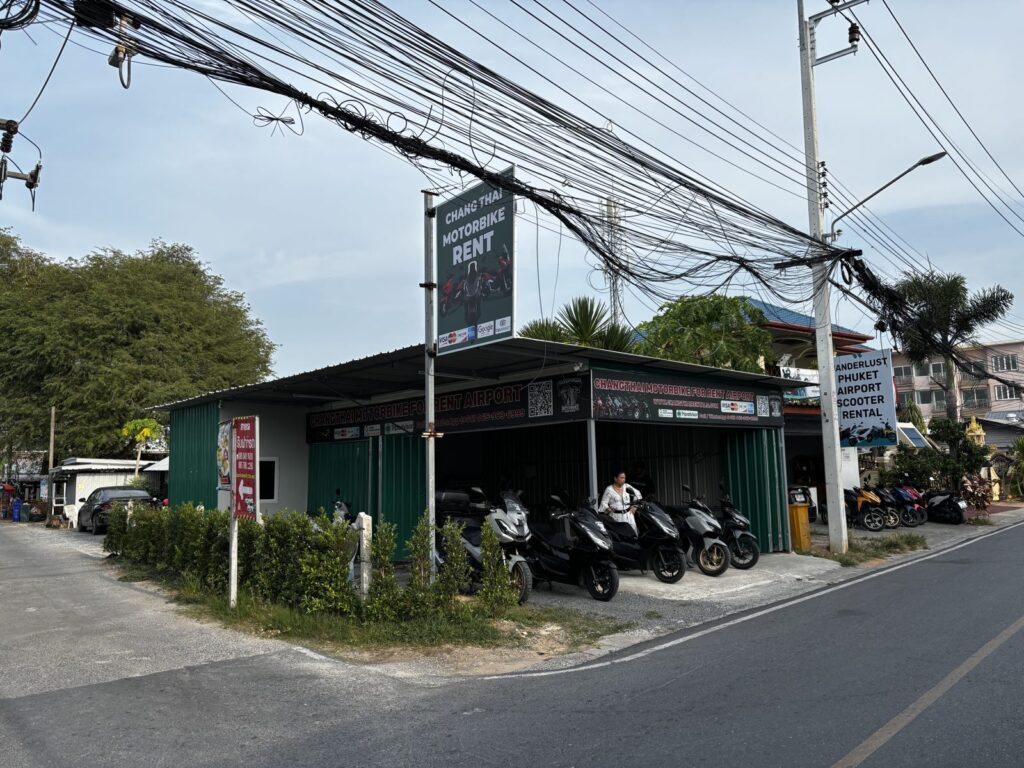 Motorbike Rental at Phuket International Airport 3 Chang Thai motorbike rental airport shop at the corner of Soi Nai Yang 13, Mai Khao