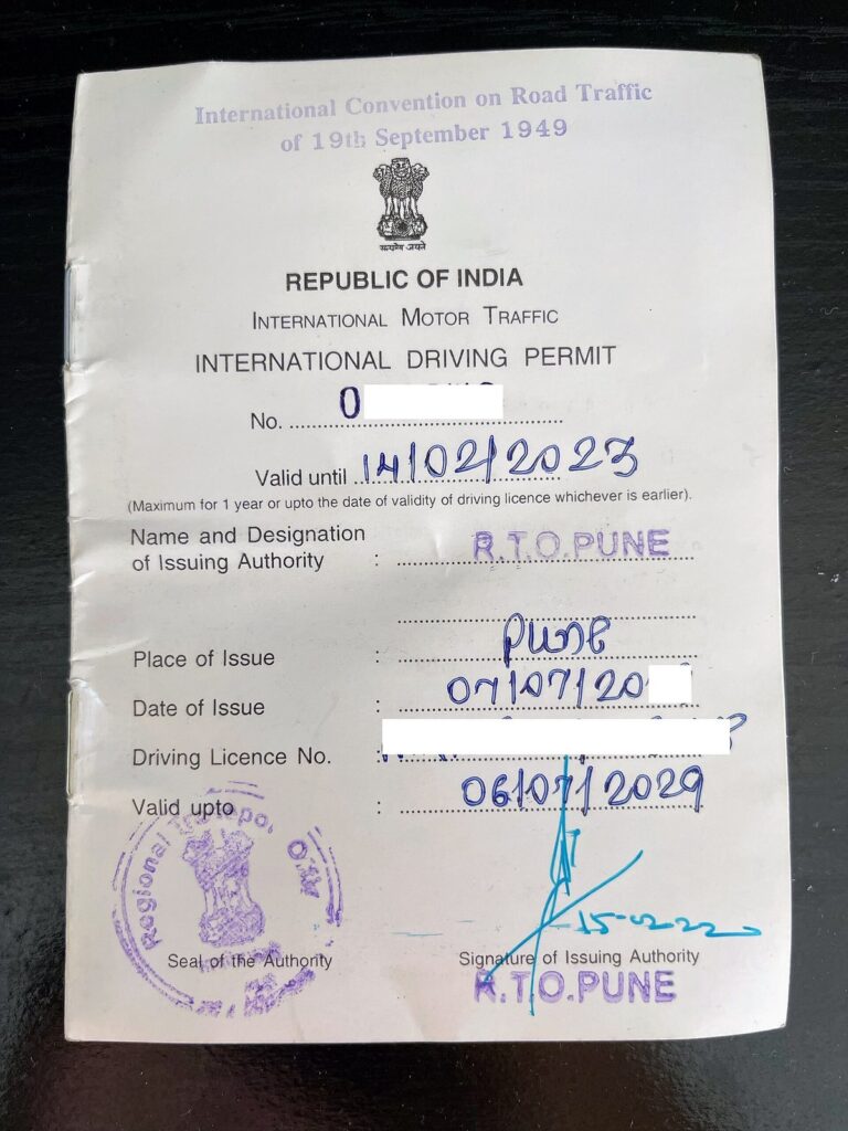 How to Get a Thai Motorcycle License (or Use an IDP) to Ride Legally in Phuket 3 International Driving Permit booklet page with personal details blanked out