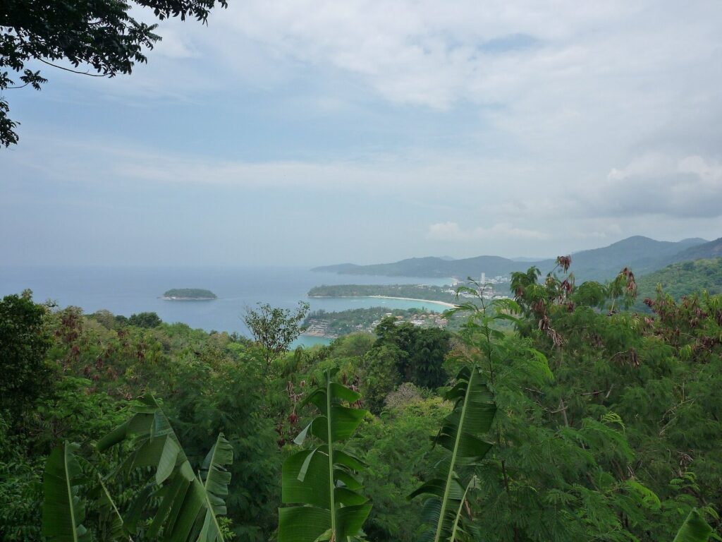 Honda ADV 160 Phuket Hill Test 2026 - Patong, Kata Noi & Nakkerd Mountain 3 Karon viewpoint in Phuket looking over bays and islands from a forested hillside