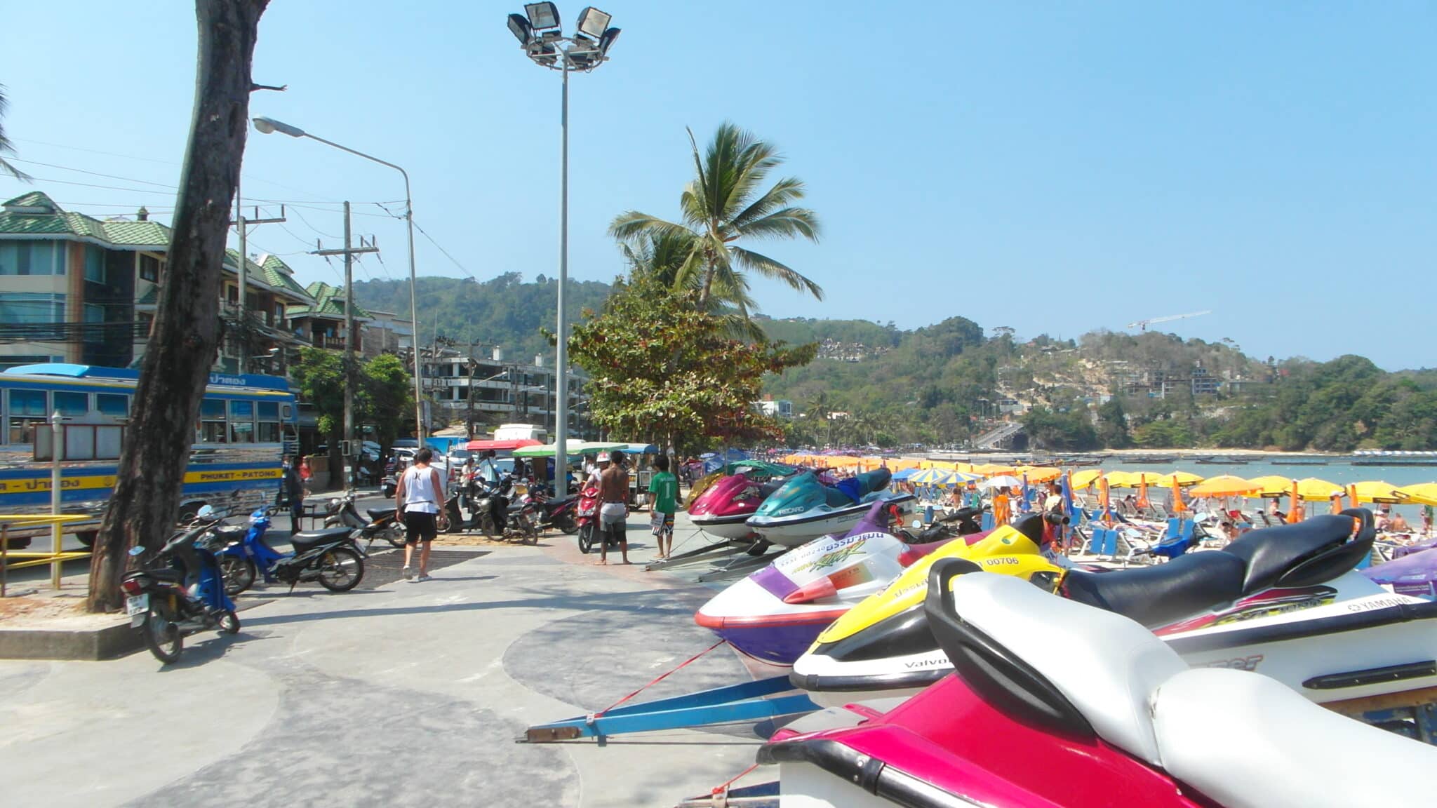 Patong Beach, Phuket, with jet skis on the sand