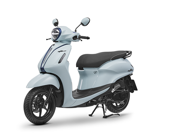 Yamaha Grand Filano (2026) Price in Thailand: Hybrid Retro Scooter Buyer's Guide 6 Yamaha Grand Filano Hybrid 2026 in Light Pastel Blue, full side view