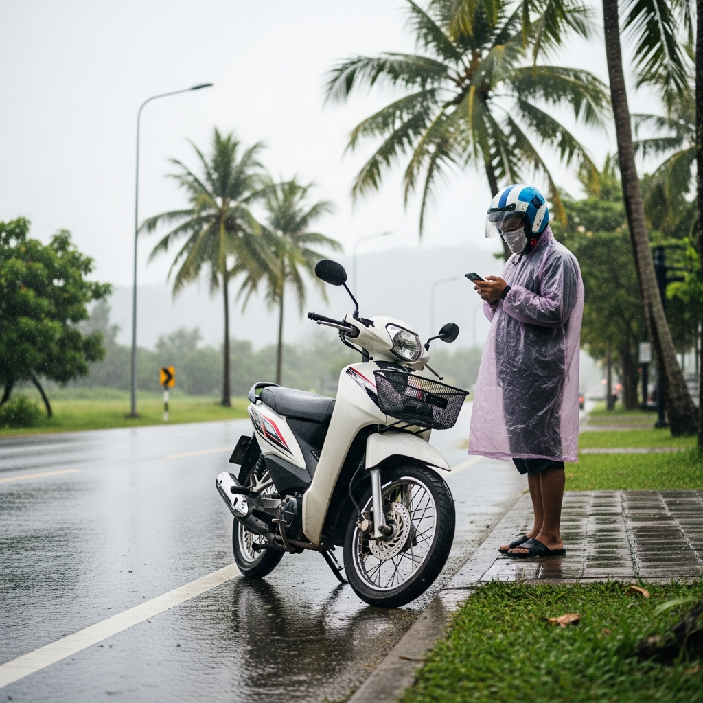กรมอุตุฯ เตือนฝนถล่ม! ขับขี่มอเตอร์ไซค์เที่ยวภูเก็ตอย่างปลอดภัยหน้าฝน 2026